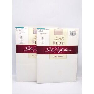 2 Hanes plus silk reflections silky sheer control top pantyhose size 3 Plus